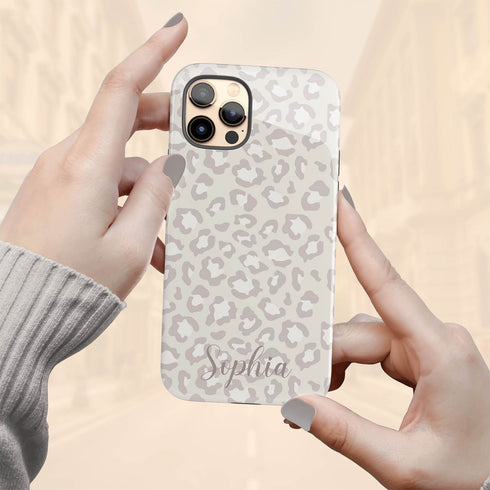 Light Leopard Personalized Name iPhone Case