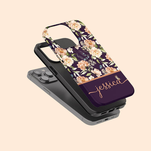 Blooming Flowers Custom Name iPhone Case