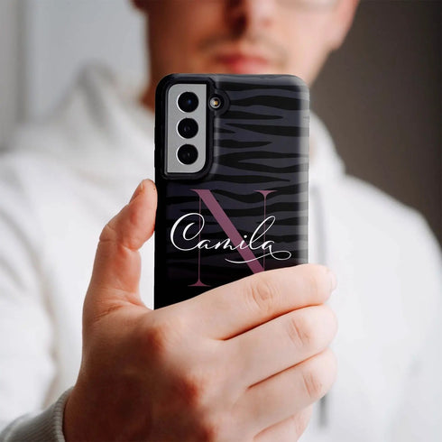 Monogram Personalized Dark Zebra Galaxy Case
