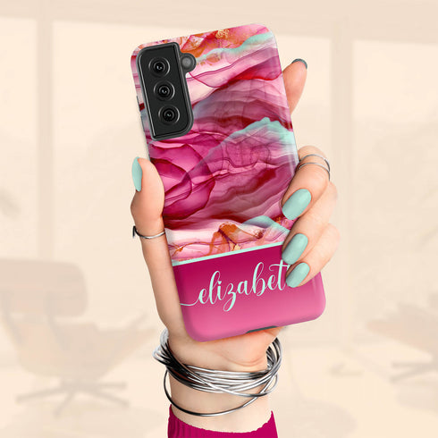 Alcohol Ink Patterns Custom Name Galaxy Case