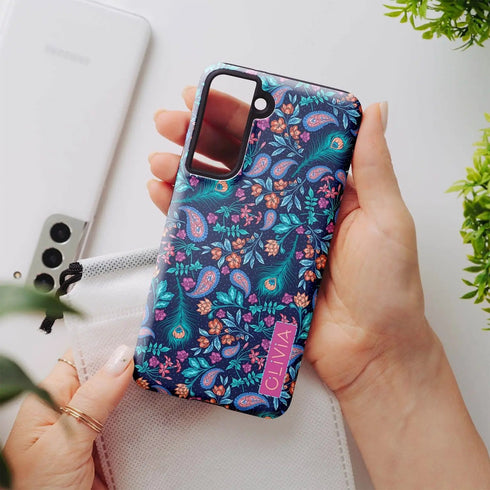 Paisley Peacock Custom Name Galaxy Case