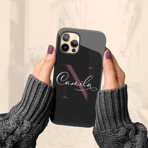 Monogram Personalized Solid Black iPhone Case