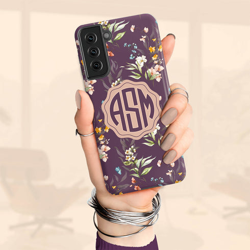 Watercolor Flowers Personalized Monogram Galaxy Case