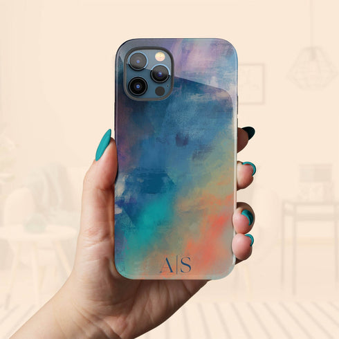 Colorful Abstract Oil Paint Custom Initials iPhone Case