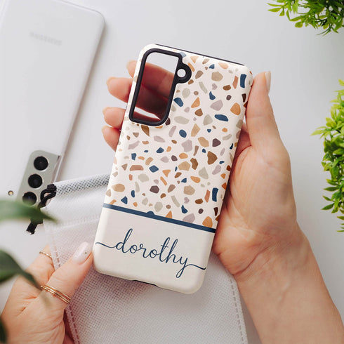 Terrazzo Pattern Custom Name Galaxy Case