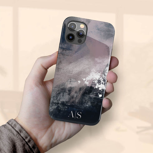 Dark Abstract Oil Paint Custom Initials iPhone Case