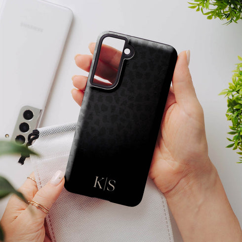 Dark Leopard Custom Initials Galaxy Case