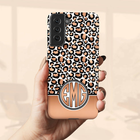 Golden Leopard Personalized Monogram Galaxy Case