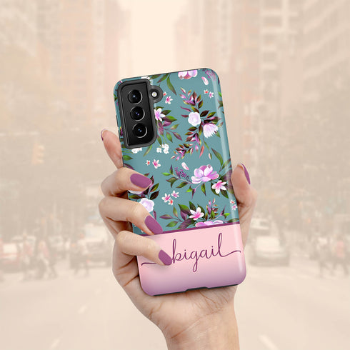 Custom Name Floral Galaxy Case