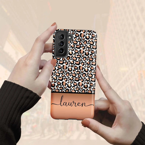 Golden Leopard Personalized Name Galaxy Case
