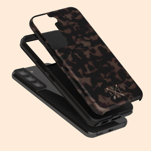 Dark Tortoiseshell Custom Crossed Arrows Initials Galaxy Case