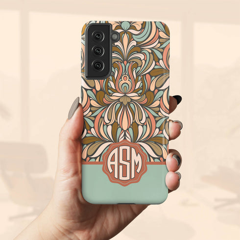 Boho Folk Art Floral Monogram Galaxy Case