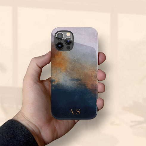 Dark Abstract Oil Paint Custom Initials iPhone Case