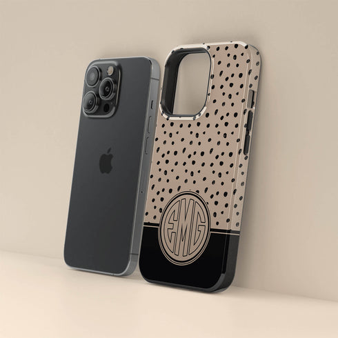 Spotted Dots Personalized Monogram iPhone Case
