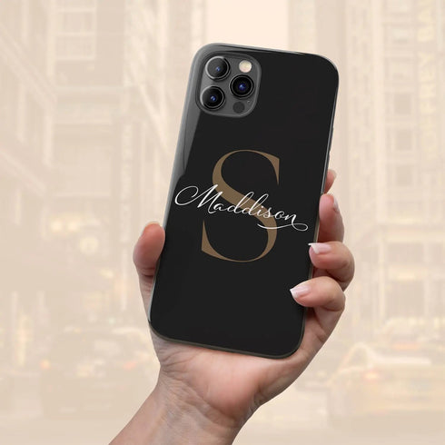 Monogram Personalized Solid Black iPhone Case