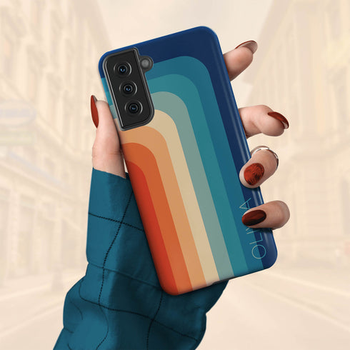 Retro Colors Rainbow Custom Name Galaxy Case