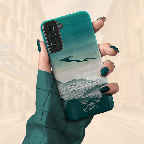 Watercolor Landscape Personalized Name Galaxy Case