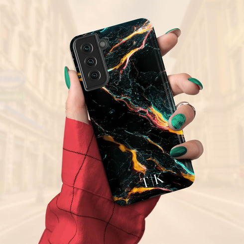 Cracked Marble Custom Initials Galaxy Case