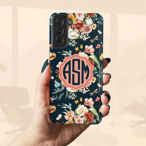 Watercolor Flowers Personalized Monogram Galaxy Case