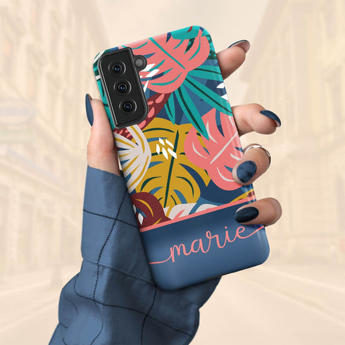 Tropical Flowers Custom Name Galaxy Case