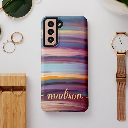 Acrylic Brushstrokes Custom Name Galaxy Case