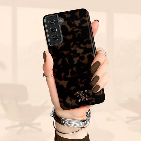 Dark Tortoiseshell Custom Crossed Arrows Initials Galaxy Case