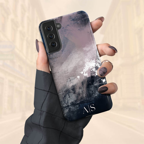 Dark Abstract Oil Paint Custom Initials Galaxy Case