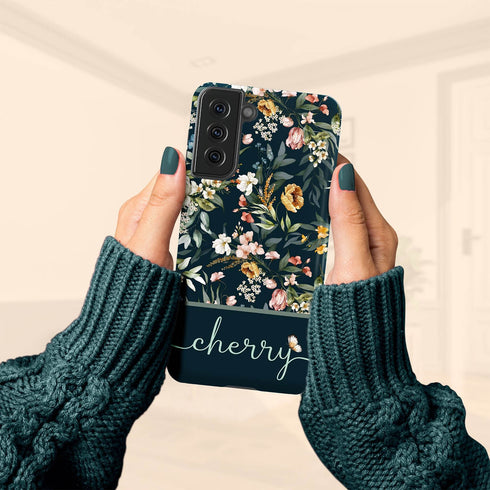 Elegant Flowers Custom Name Galaxy Case