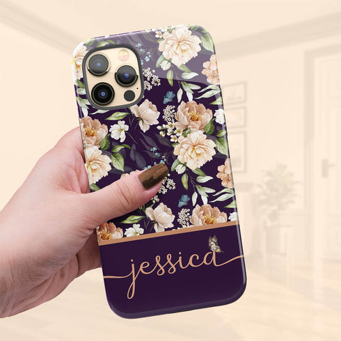 Blooming Flowers Custom Name iPhone Case