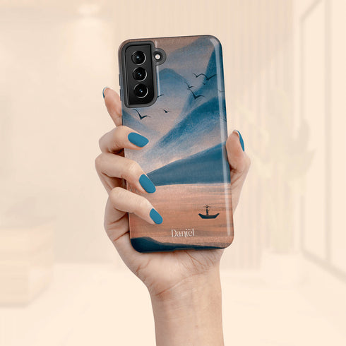 Watercolor Landscape Personalized Name Galaxy Case