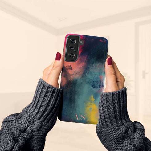 Colorful Abstract Oil Paint Custom Initials Galaxy Case