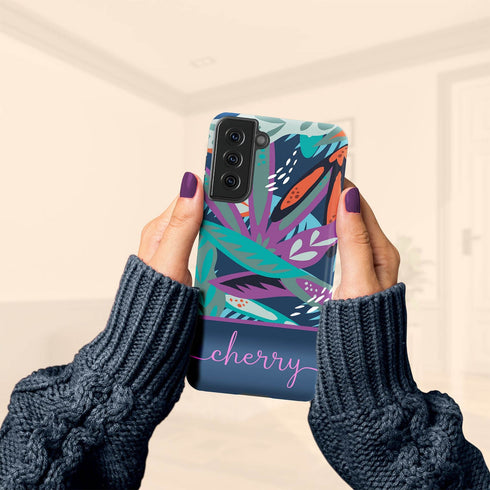 Tropical Flowers Custom Name Galaxy Case