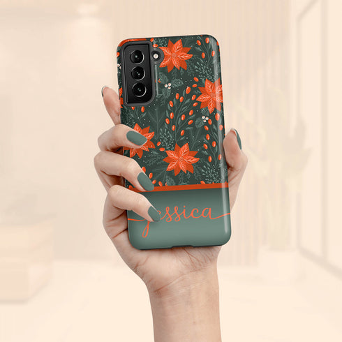 Christmas Flower Custom Name Galaxy Case