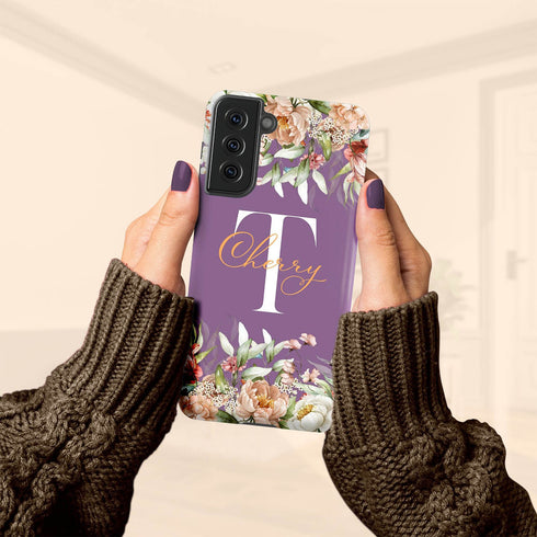 Blushing Flowers Monogram Custom Name Galaxy Case
