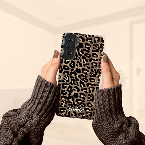 Metallic Leopard Personalized Name Galaxy Case
