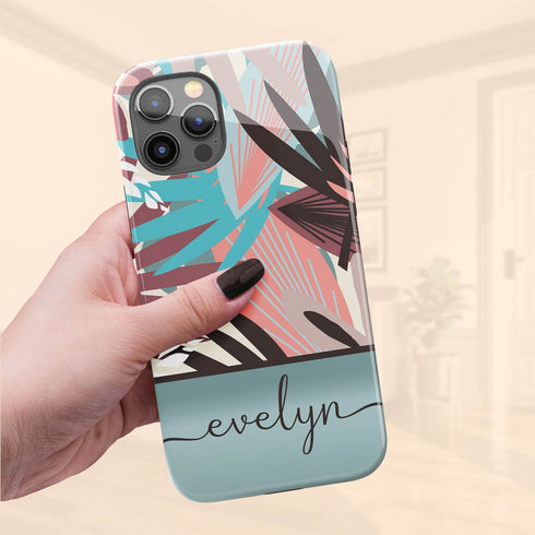 Tropical Flowers Custom Name iPhone Case