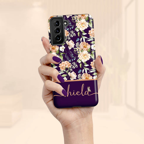 Blooming Flowers Custom Name Galaxy Case