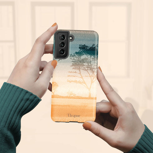 Watercolor Landscape Personalized Name Galaxy Case