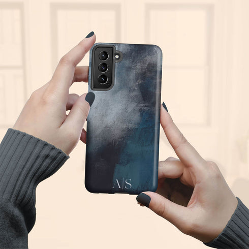 Dark Abstract Oil Paint Custom Initials Galaxy Case