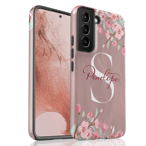 Cherry Blossom Monogram Personalized Galaxy Case