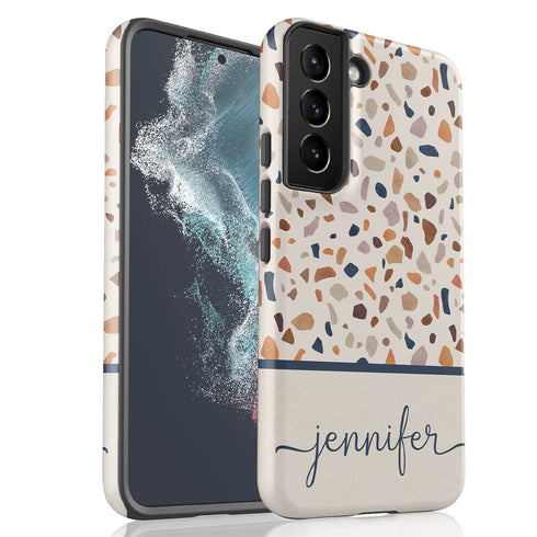 Terrazzo Pattern Custom Name Galaxy Case