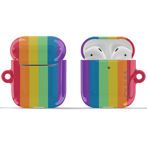 LGBTQ Pride Rainbow Custom Name AirPods Case