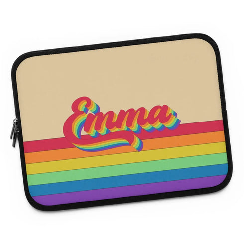 LGBTQ Retro Custom Rainbow Name Laptop Sleeve