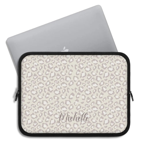 Nude Leopard Custom Name Laptop Sleeve