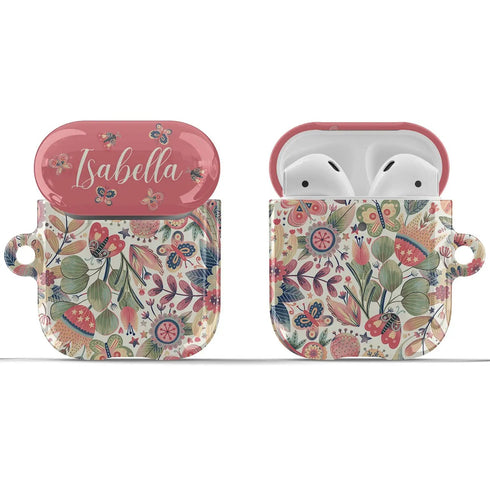 Cute Butterflies Custom Name AirPods Case