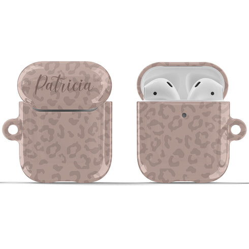 Nude Leopard Custom Name AirPods Case