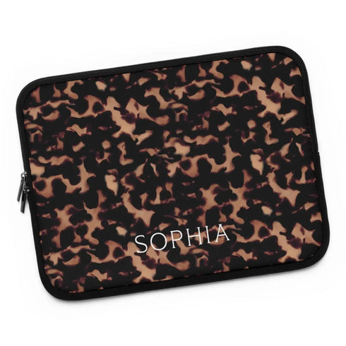 Tortoiseshell Custom Name Laptop Sleeve