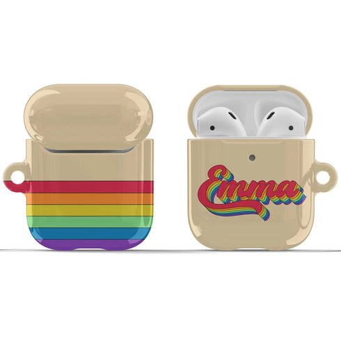 LGBTQ Pride Retro Custom Name AirPods Case