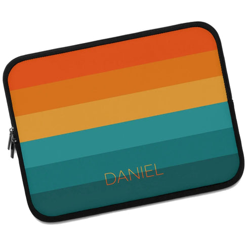 Orange Teal Rainbow Custom Name Laptop Sleeve