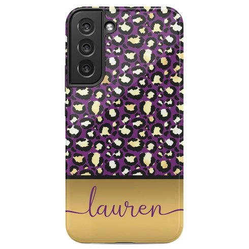 Golden Leopard Personalized Name Galaxy Case
